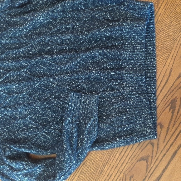 Banana Republic Mens Yak Hair Blend Cable Knit Sweater Blue Shawl Collar Sz M - Picture 5 of 8